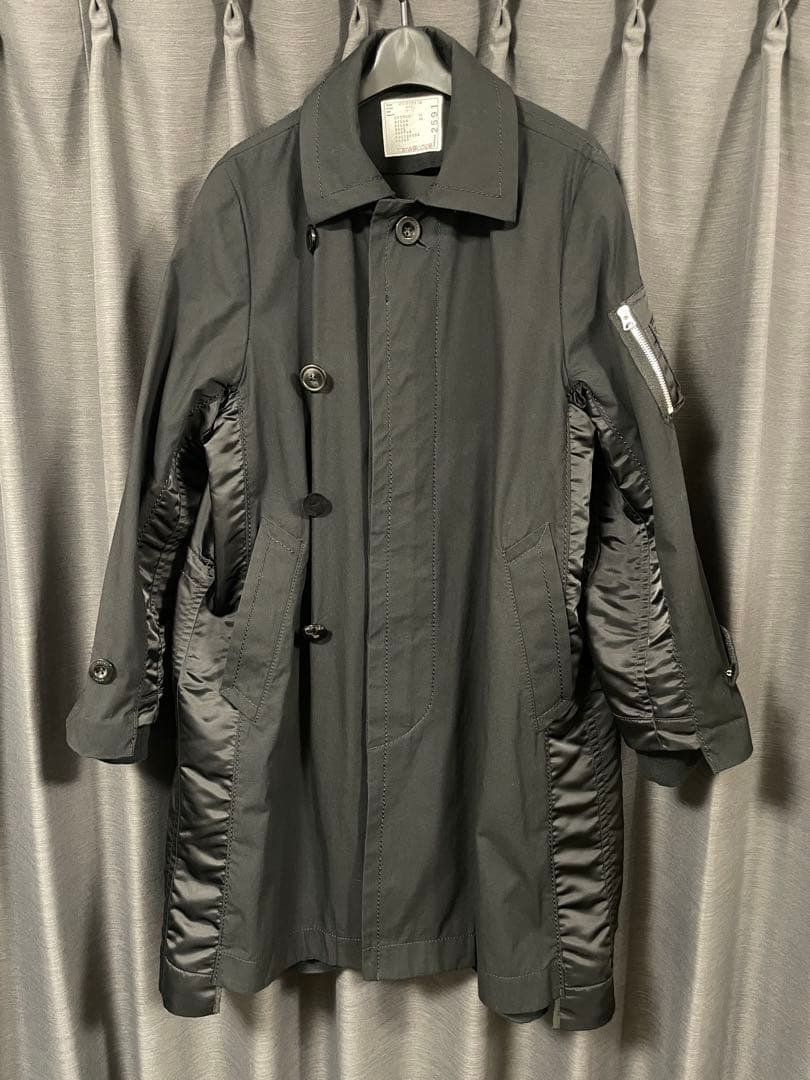 超美品 sacai ドッキング コート ジャケット 1 黒　サカイ 2591