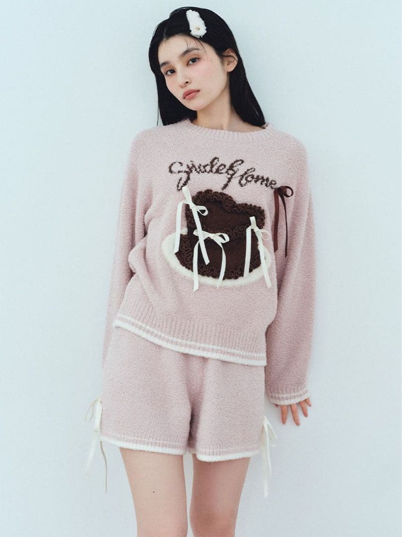 snidel  リボンケーキジャガードニットプルオーバー＆ニットショート