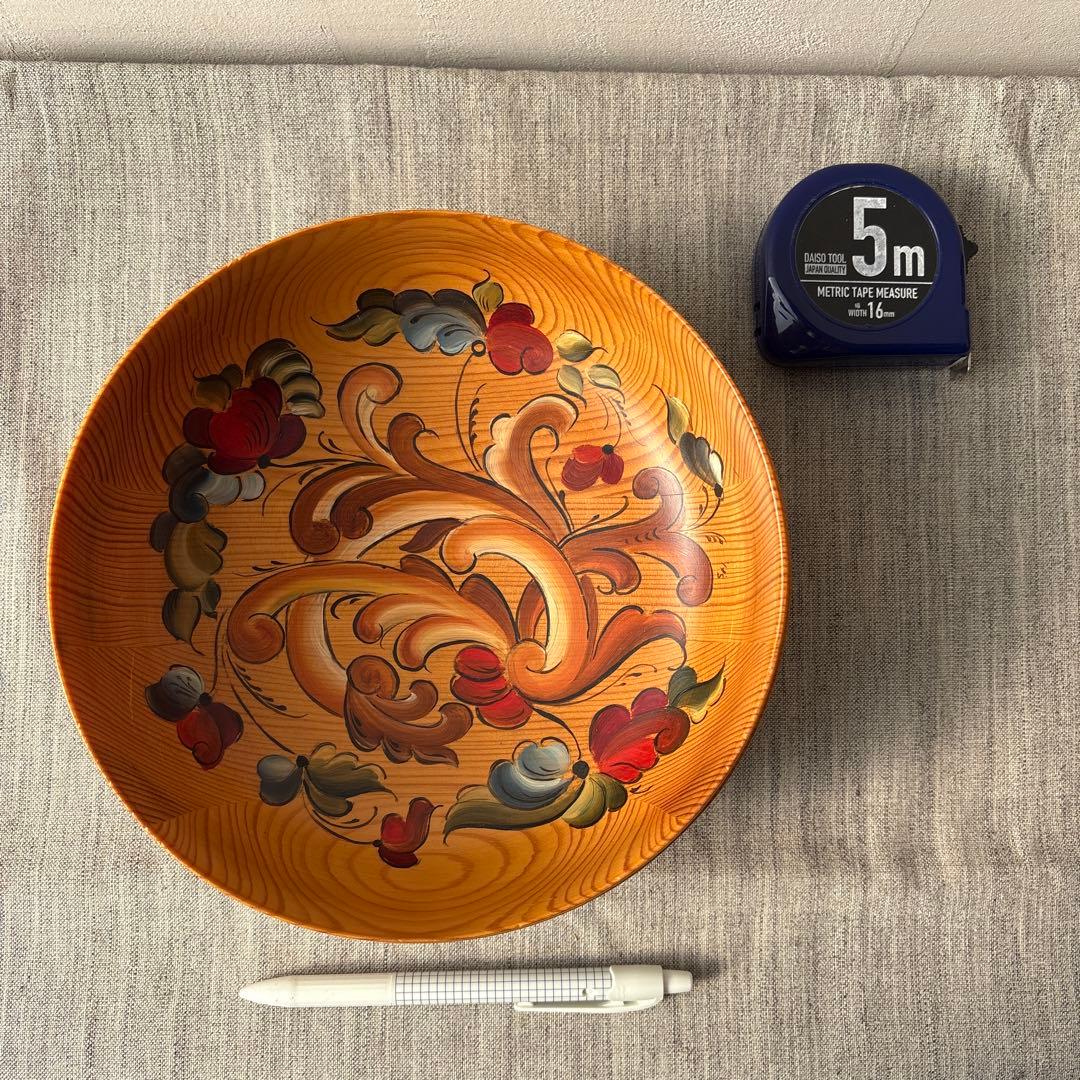 ノルウェー 木製 手描き ボウル ローズマリング 北欧ヴィンテージ