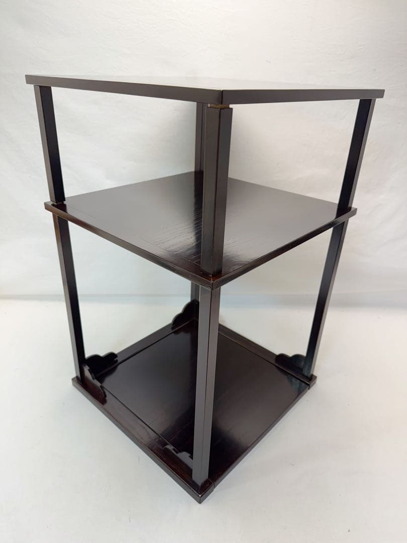 茶道具 溜塗 二重棚 茶棚 組み立式 元箱