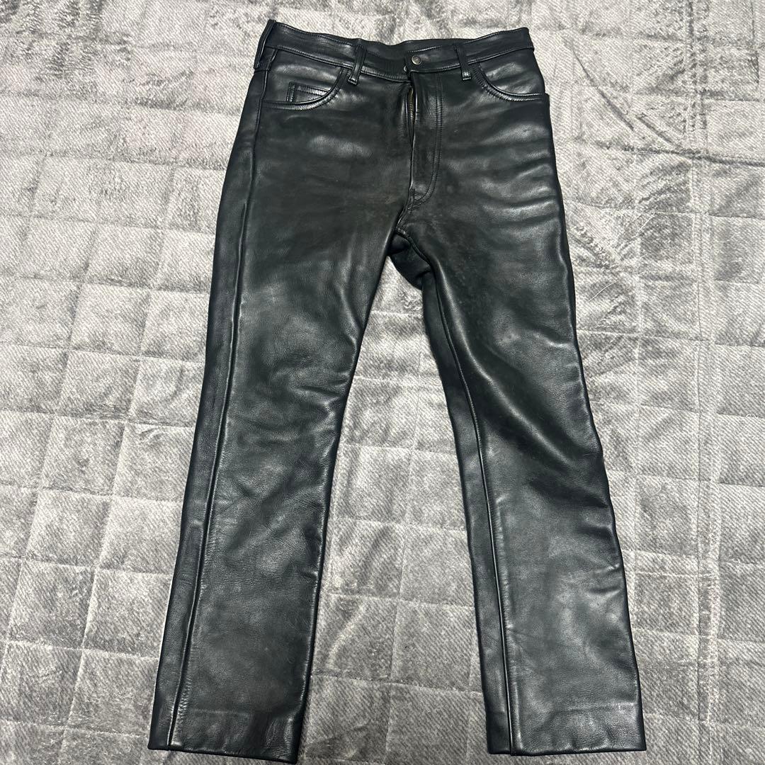 Aero 黒 レザー パンツ 32