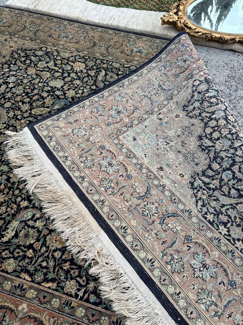 ペルシャ絨毯 約214×140cm ケルマン 花柄 手織りウール ヴィンテージ