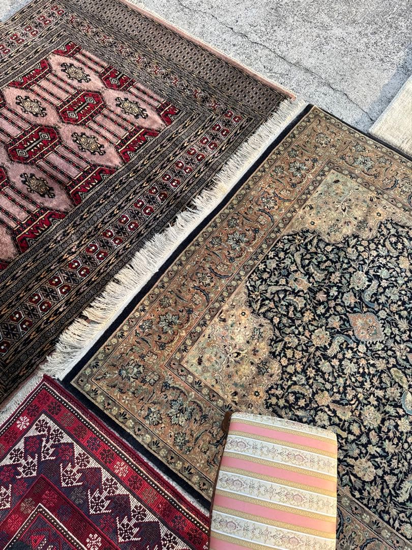 ペルシャ絨毯 約214×140cm ケルマン 花柄 手織りウール ヴィンテージ