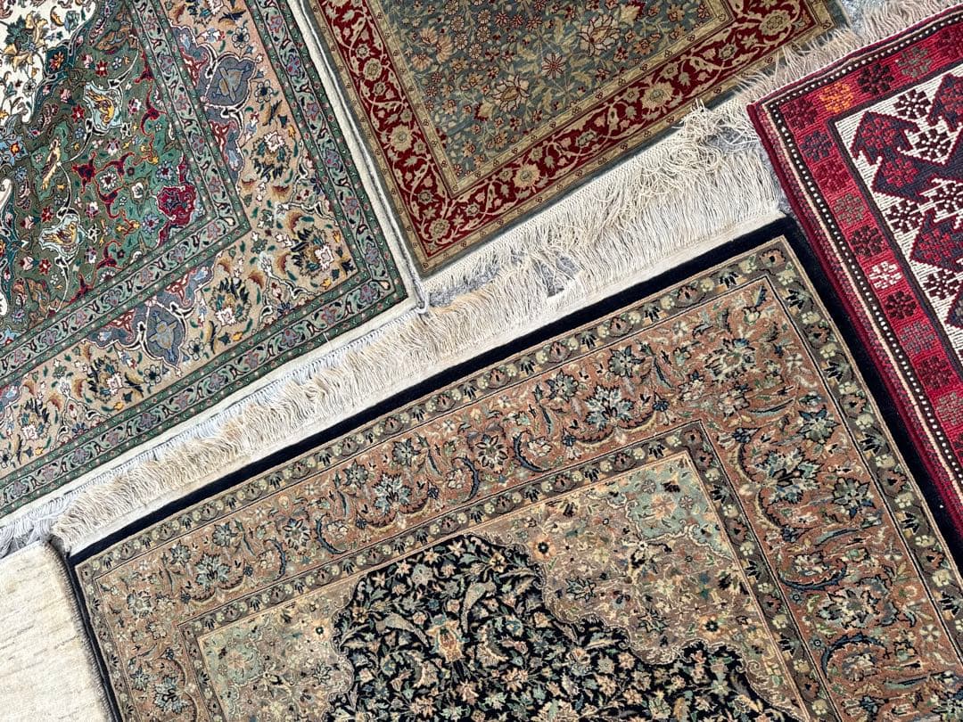 ペルシャ絨毯 約214×140cm ケルマン 花柄 手織りウール ヴィンテージ