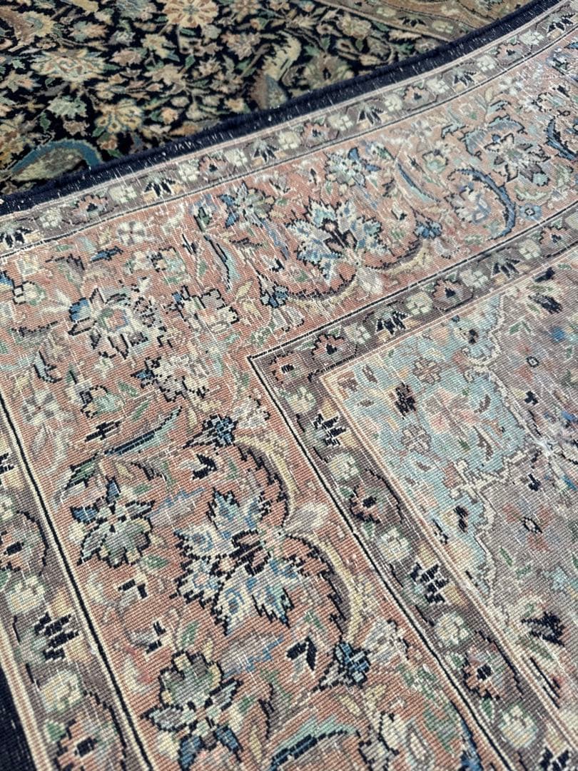 ペルシャ絨毯 約214×140cm ケルマン 花柄 手織りウール ヴィンテージ