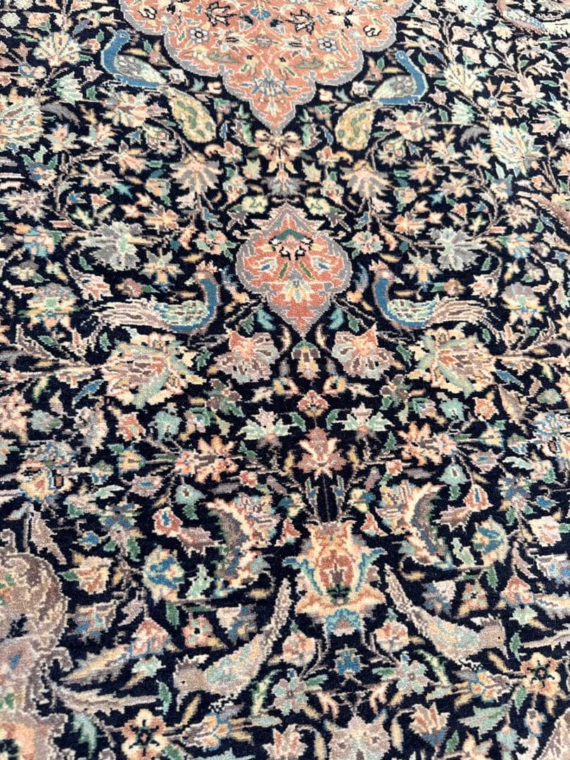 ペルシャ絨毯 約214×140cm ケルマン 花柄 手織りウール ヴィンテージ