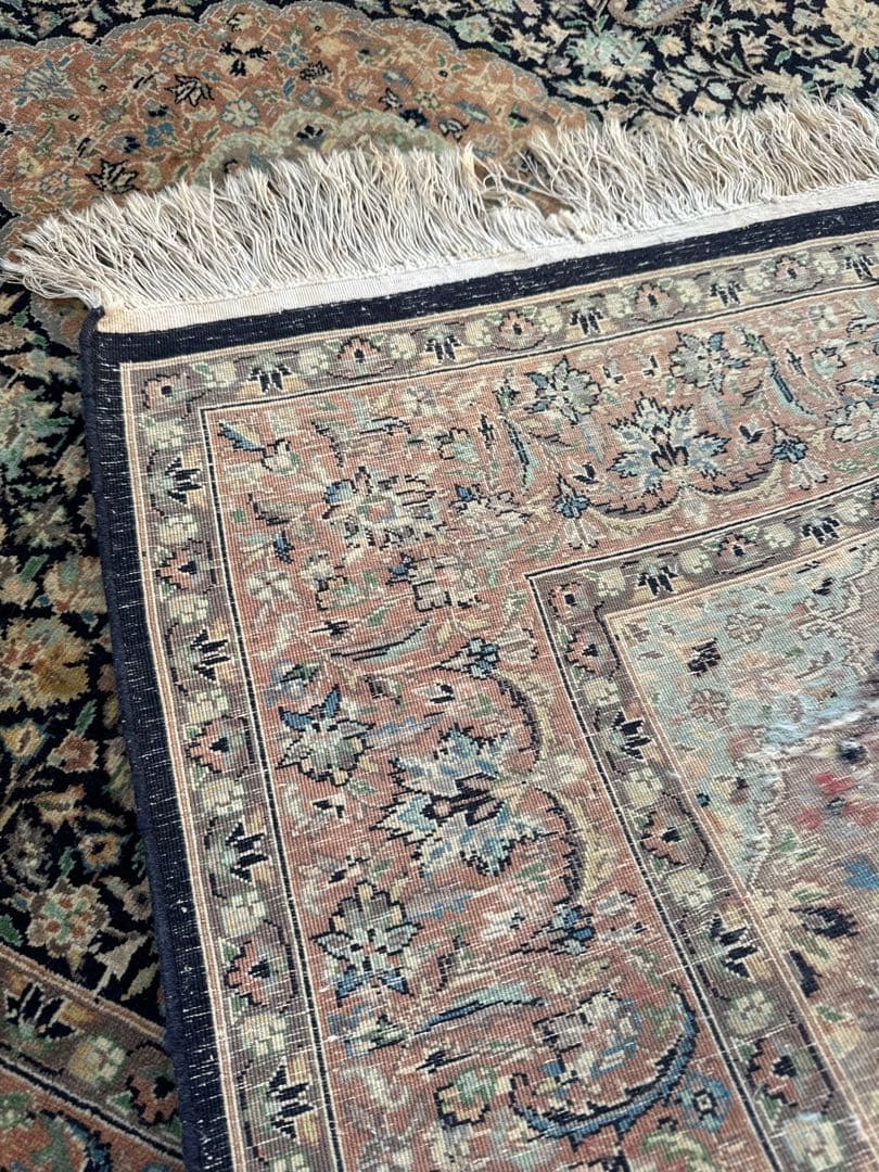 ペルシャ絨毯 約214×140cm ケルマン 花柄 手織りウール ヴィンテージ