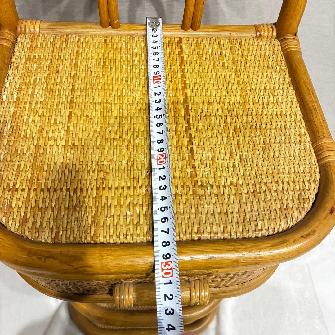 昭和レトロ ラタン 藤 電話台 引き出し 棚