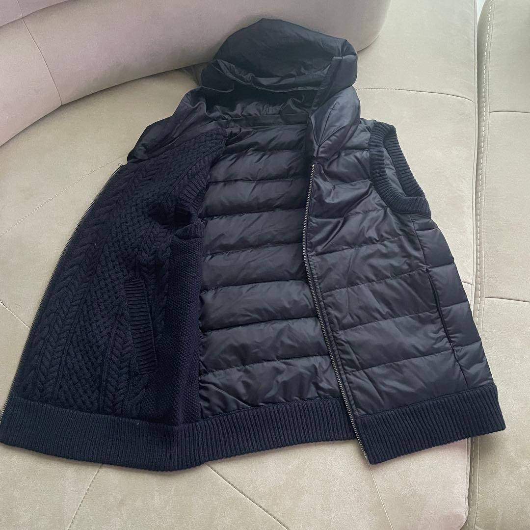 新品未使用 自由区　ダウンベスト　リバーシブル　XL ニット　切替　ネイビー