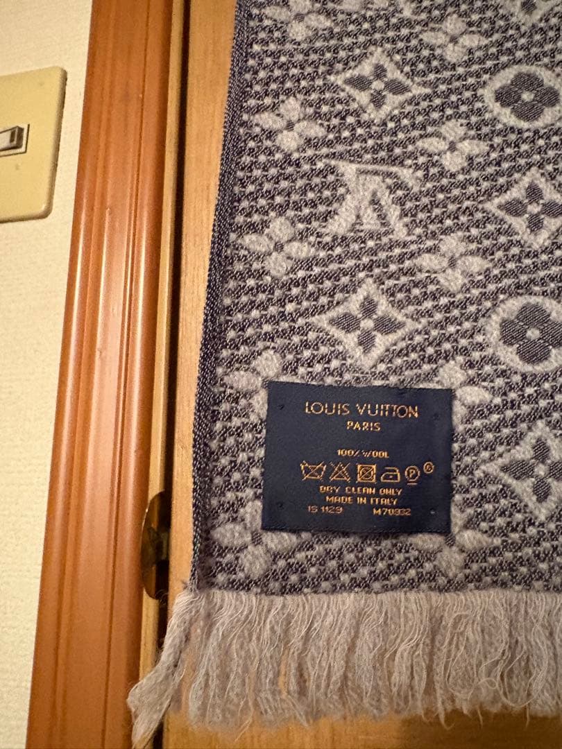 LOUIS VUITTON LV モノグラム マフラー グレー メンズレディース