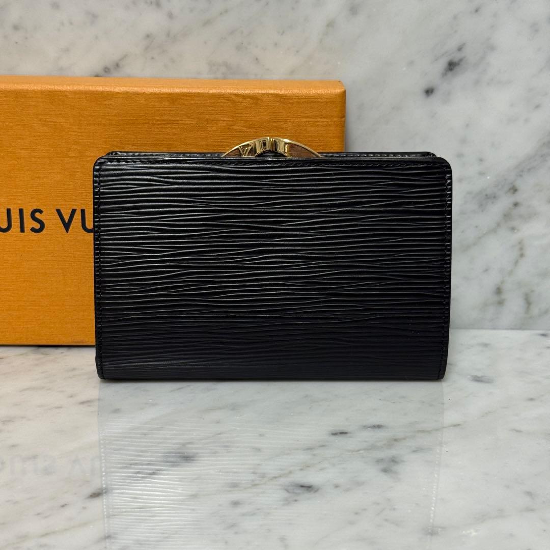 LOUIS VUITTON ルイヴィトン 二つ折り財布 エピ ブラック がま口