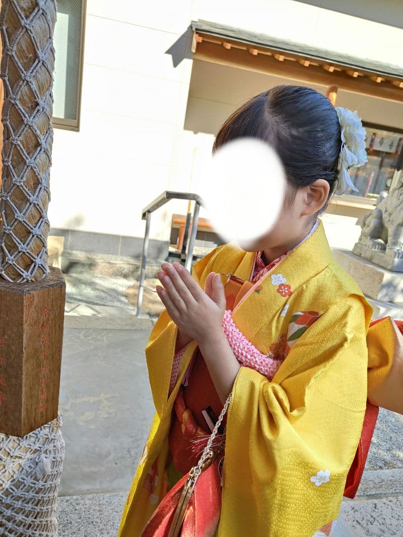 正絹　ぎんざ秀粋　黄色 7歳　七五三着物セット　和装小物　結び帯