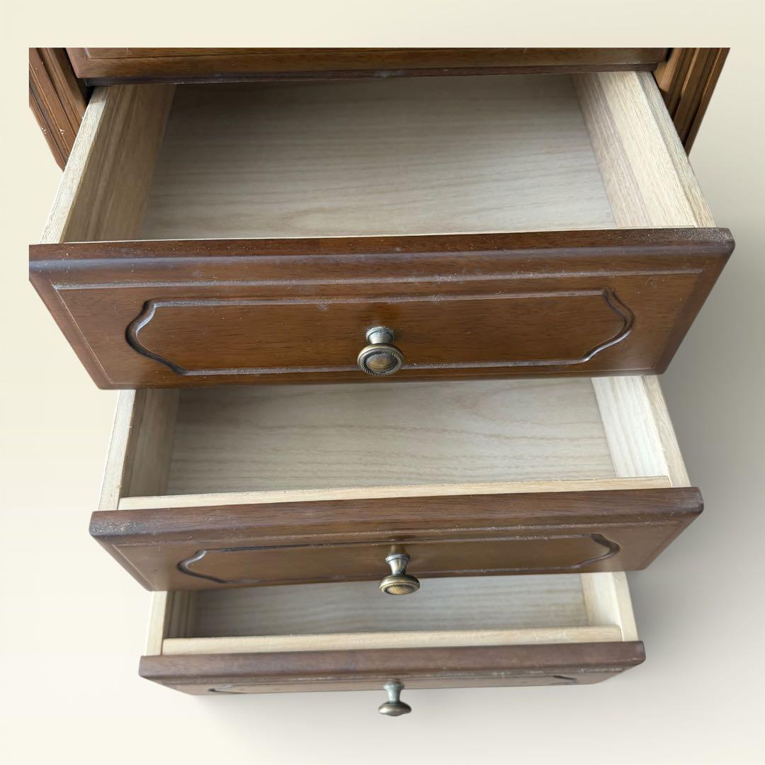 重厚感あるアンティーク調 木製 6段 チェスト スリムチェスト　飾り棚