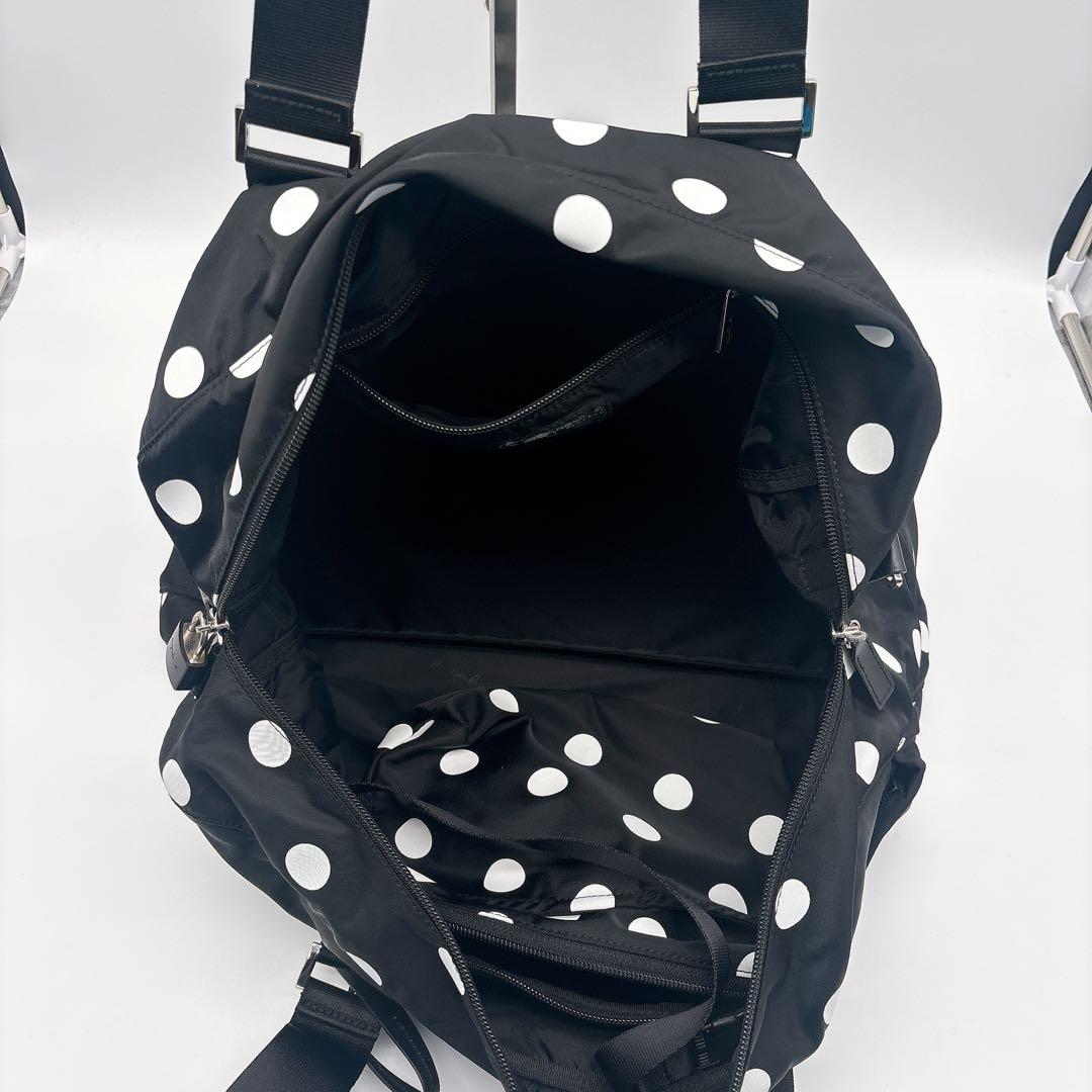 未使用級♡アニエスベー ドット柄 ボストンバッグ 南京錠 ポーチ付き 大容量