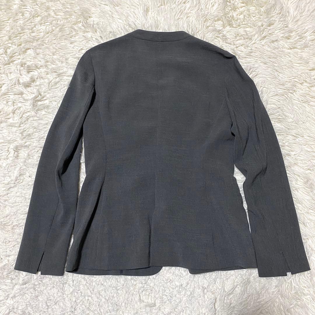 美品✨Indivi スーツ セットアップ ノーカラー グレー ジャケット パンツ