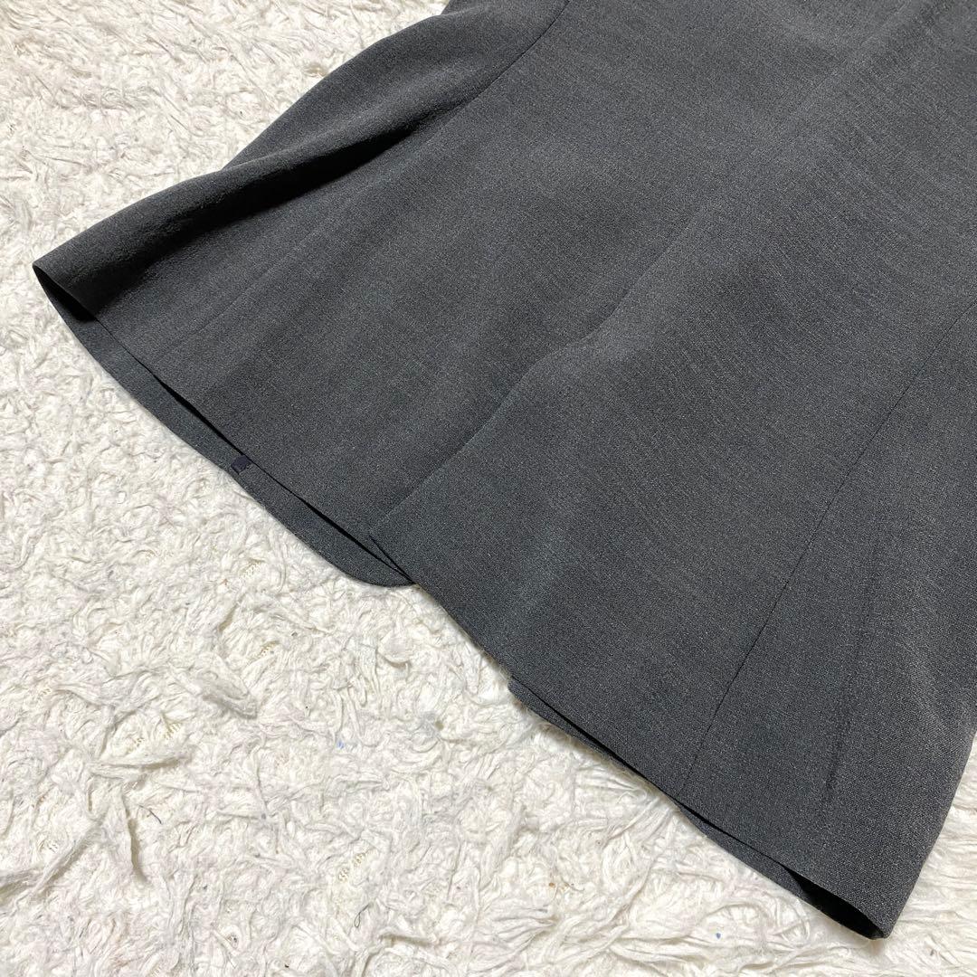 美品✨Indivi スーツ セットアップ ノーカラー グレー ジャケット パンツ