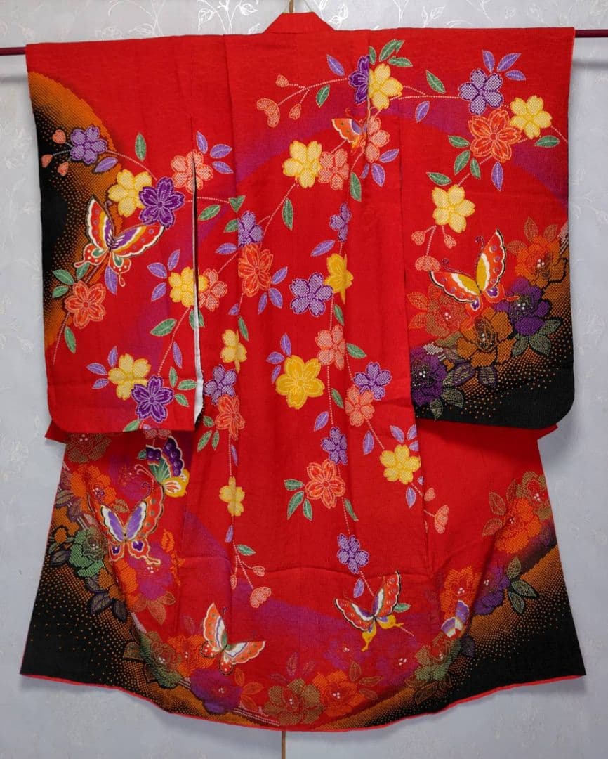 RK563子供着物四つ身7歳前後用着丈132センチ裄丈50センチ非常に綺麗美品