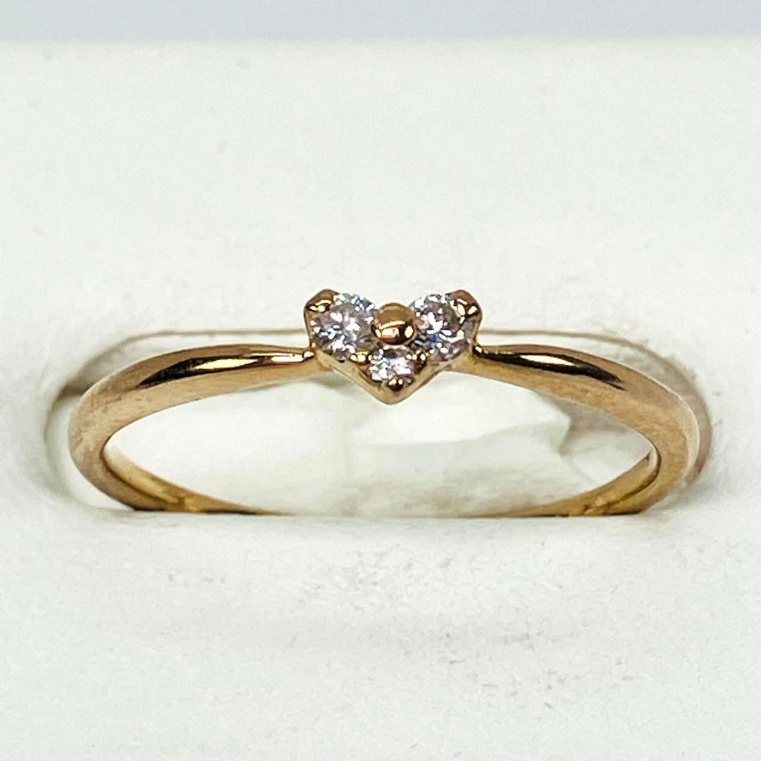 K18YG ハートモチーフ ダイヤモンドリング D:0.08ct