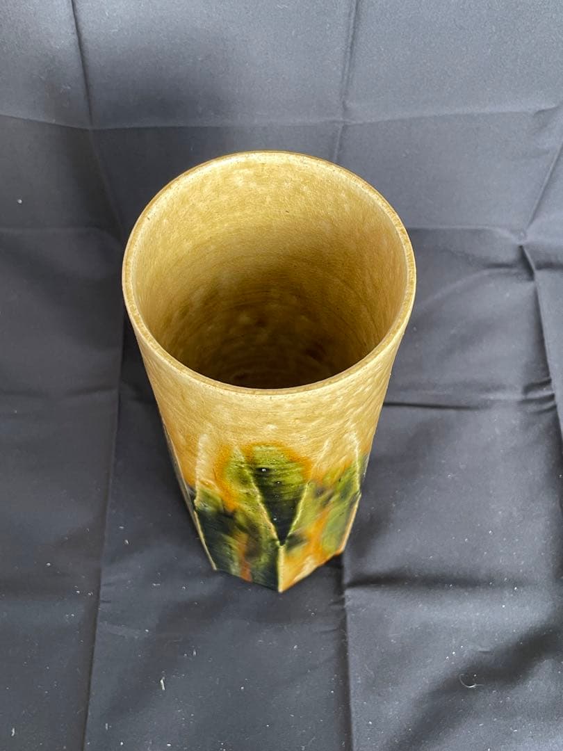 加藤春鼎 作 黄瀬戸 花入 共箱付き 新品未使用 陶器 花瓶 茶道具