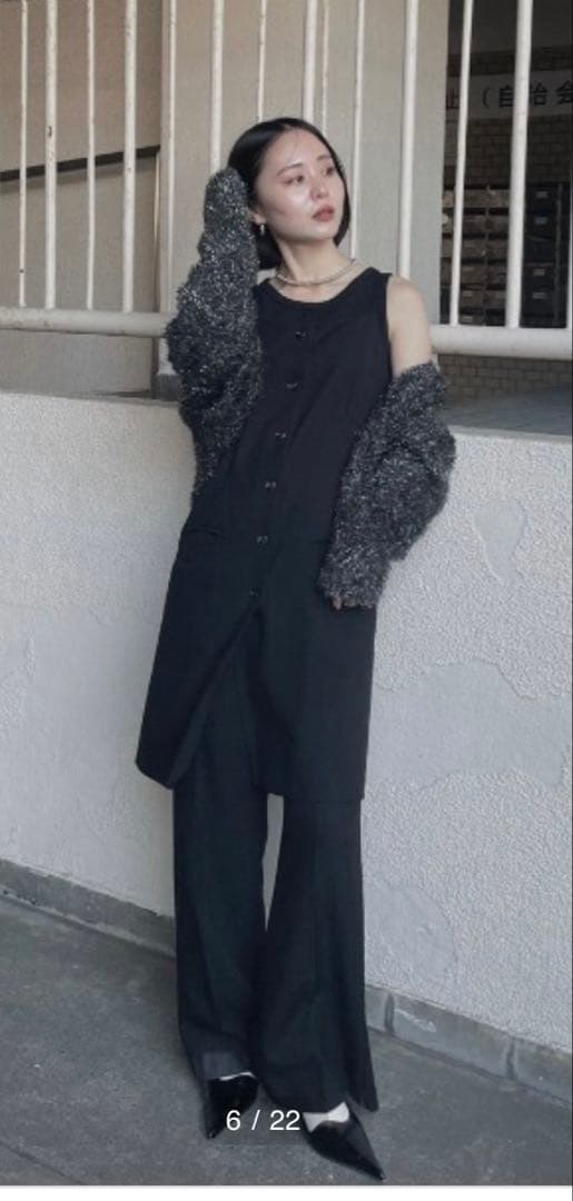 LAYERED CAMISOLE ALL IN ONE ブラック　ベスト　ジレ