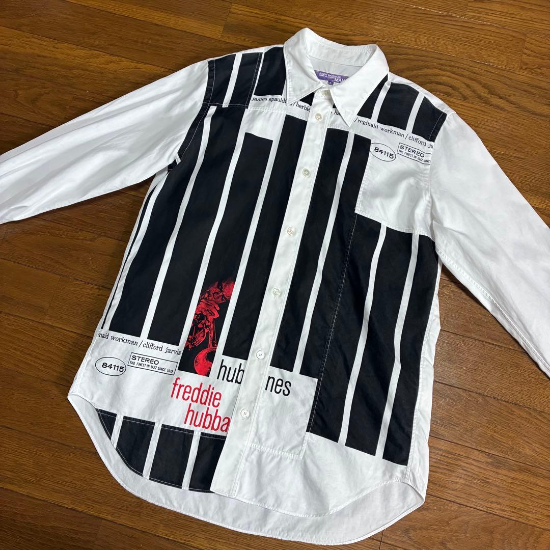 コムデギャルソン MAN ブルーノート コットンシャツ S 白 黒 AD2015