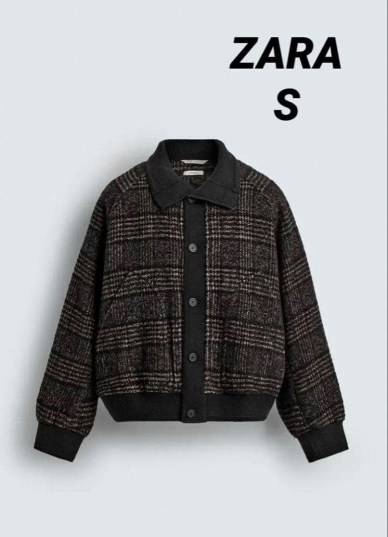 zara ザラ　リブ襟切り替えジャケット S