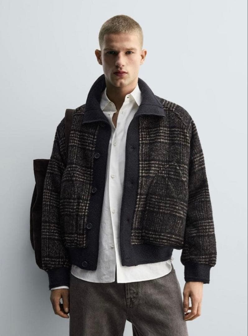 zara ザラ　リブ襟切り替えジャケット S