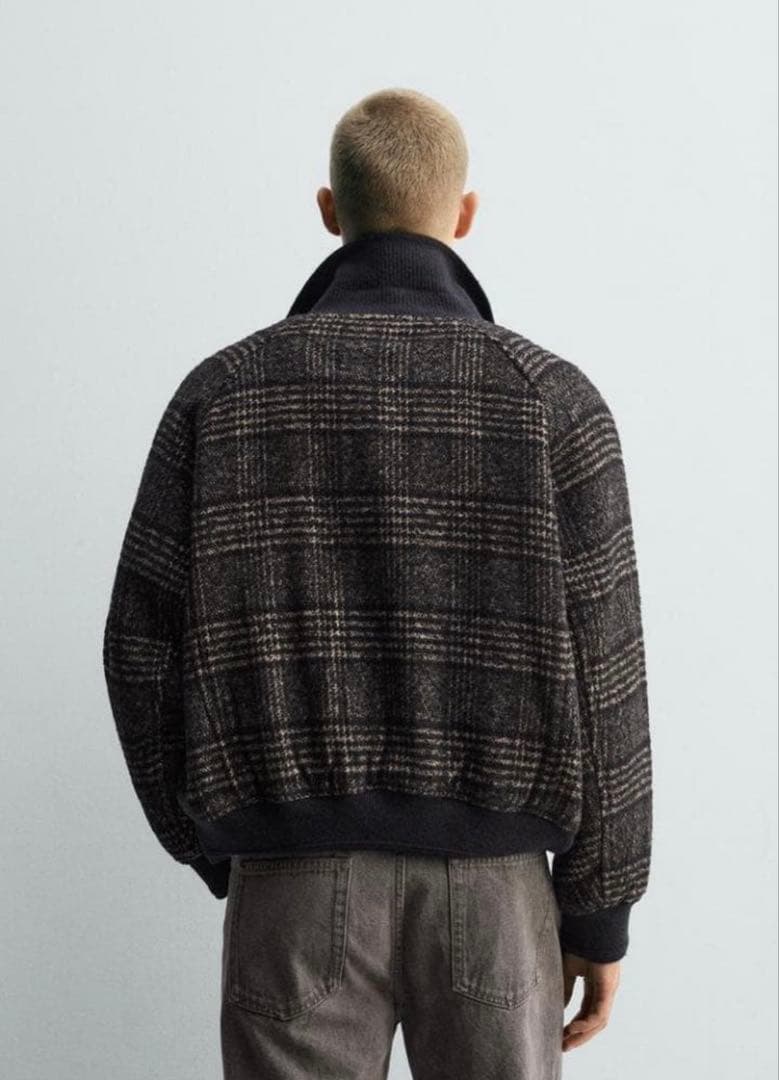 zara ザラ　リブ襟切り替えジャケット S