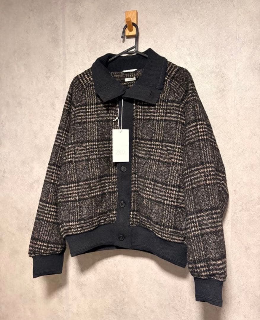 zara ザラ　リブ襟切り替えジャケット S