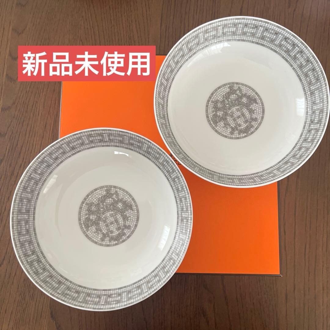 m*様 新品 2枚 HERMES エルメス〈モザイク24〉プラチナ シリアルプレ
