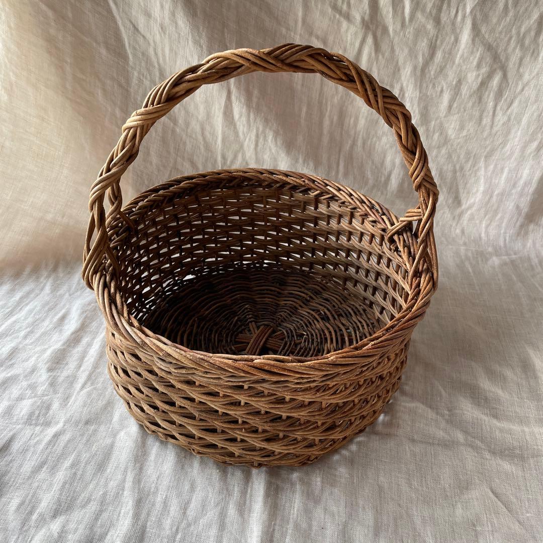 持ち手つき　あけびかご　小物入れ　古道具