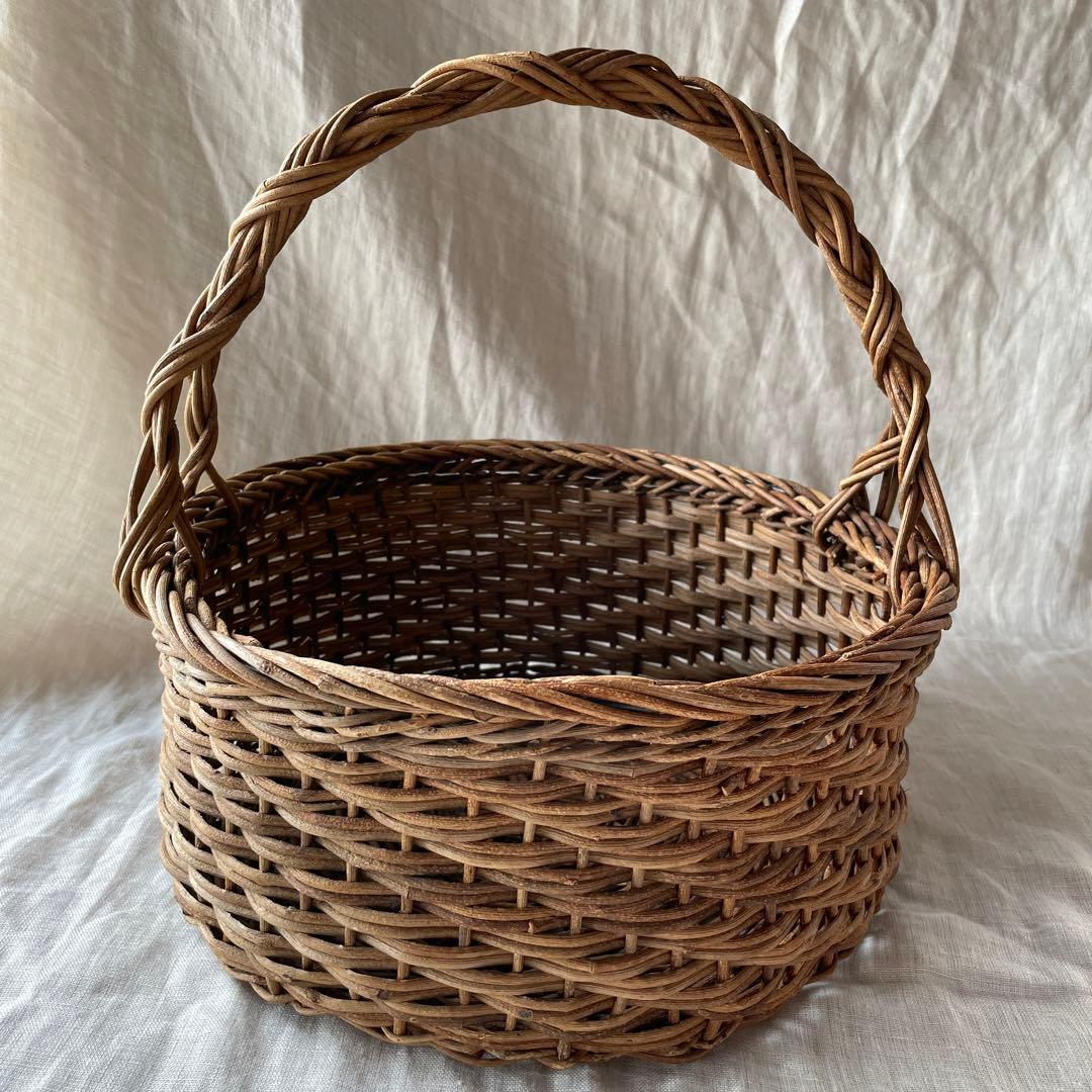 持ち手つき　あけびかご　小物入れ　古道具