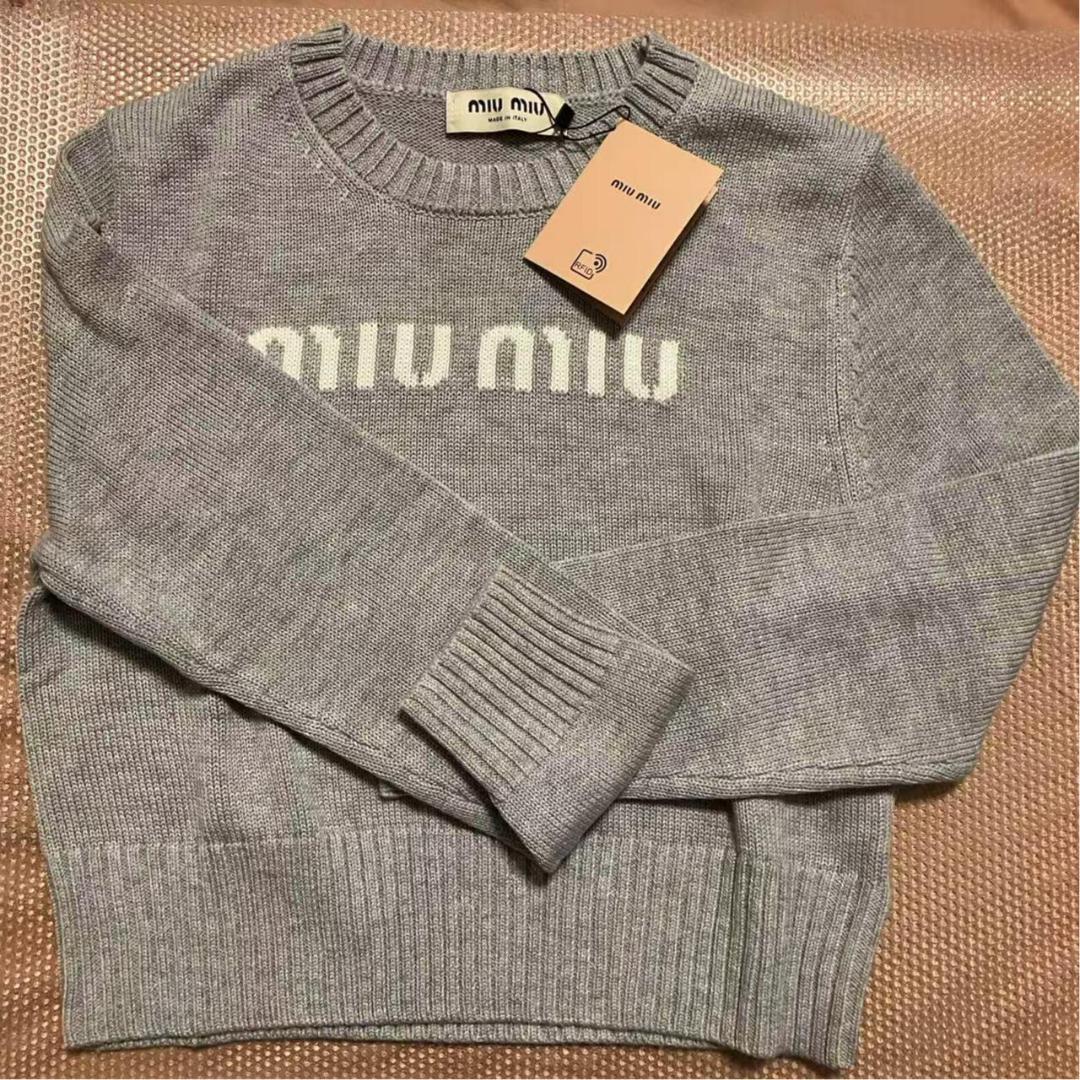 ロゴ ニット　グレー　M