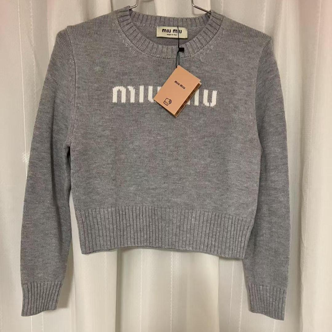 ロゴ ニット　グレー　M
