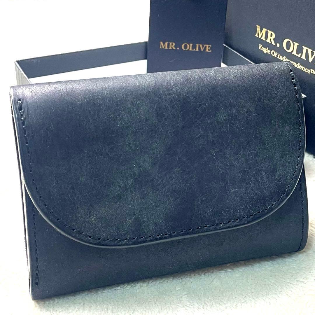 MR. OLIVE 三つ折り財布 黒 牛革 ME115P