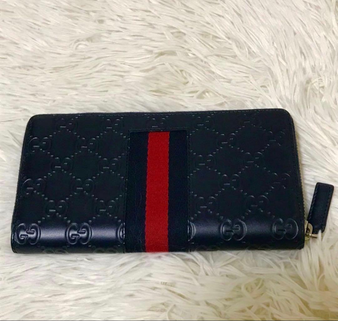 グッチ 長財布 ラウンドファスナー シェリーライン シマ GG柄