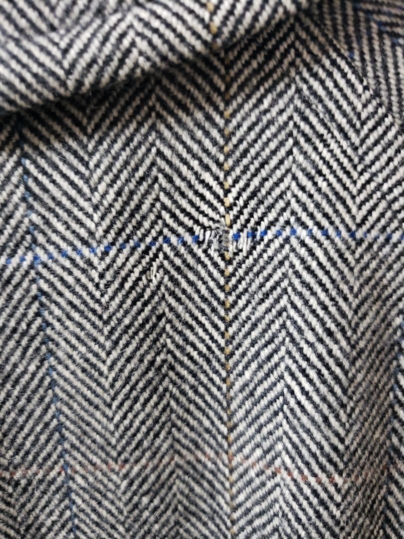 90'sバーバリーヘリンボーン柄ステンカラーコートウール カシミア混ヴィンテージ