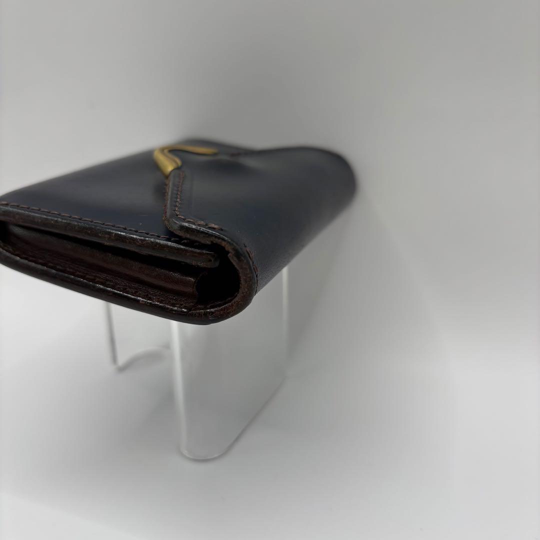 Cramp 三つ折り財布　ネイビー　レザー　コンパクトウォレット