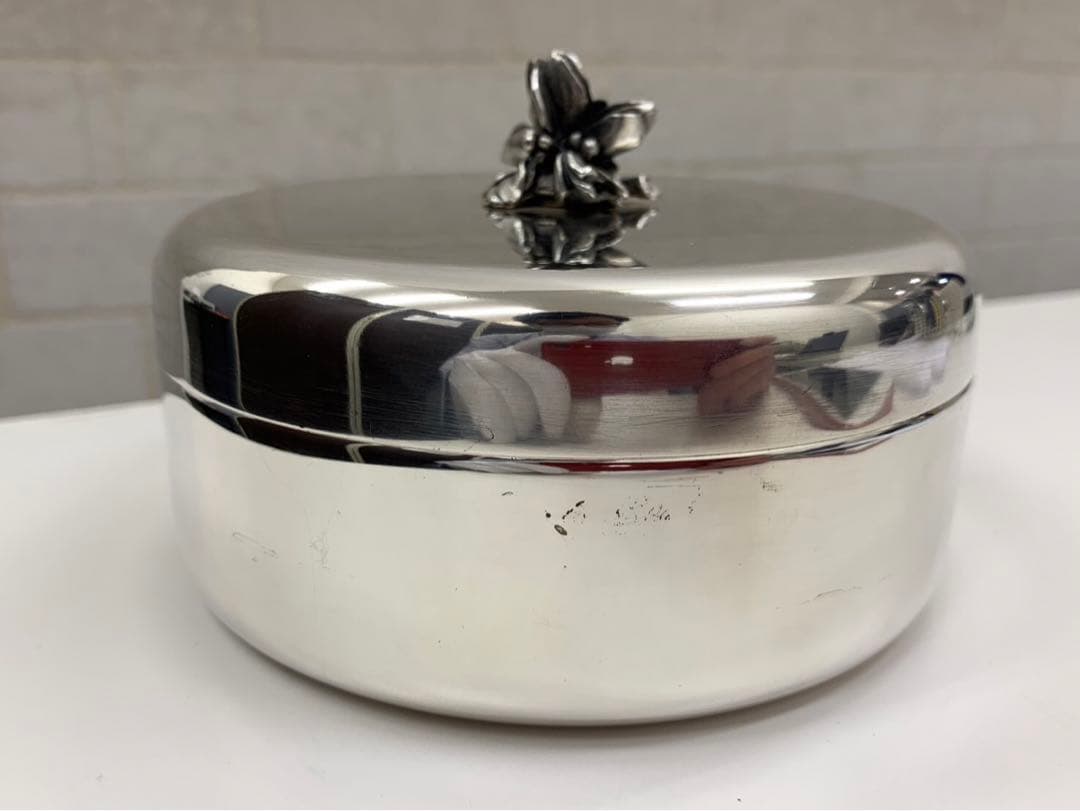 ERCUIS エルキューイ ボンボニエール 小物入れ 銀器 フランス φ12cm