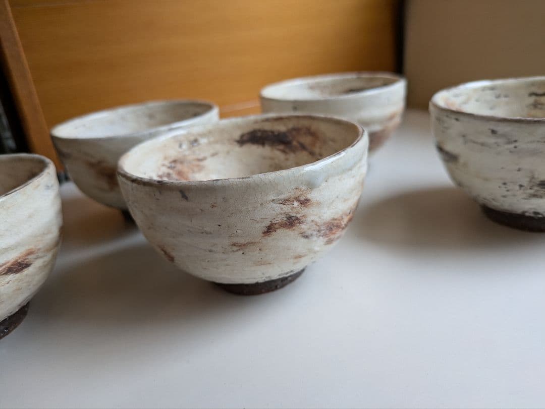交渉中　恩塚正二　初期　粉引　茶碗　湯呑み　小鉢　5つ