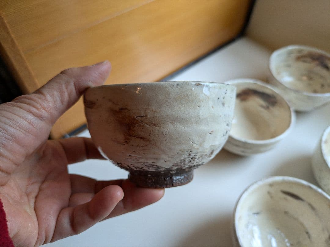 交渉中　恩塚正二　初期　粉引　茶碗　湯呑み　小鉢　5つ