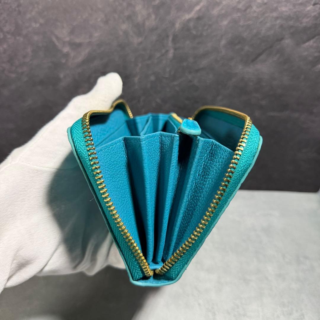 新品 クロコダイル 長財布 ターコイズブルー マット仕上げ ゴールドファスナー