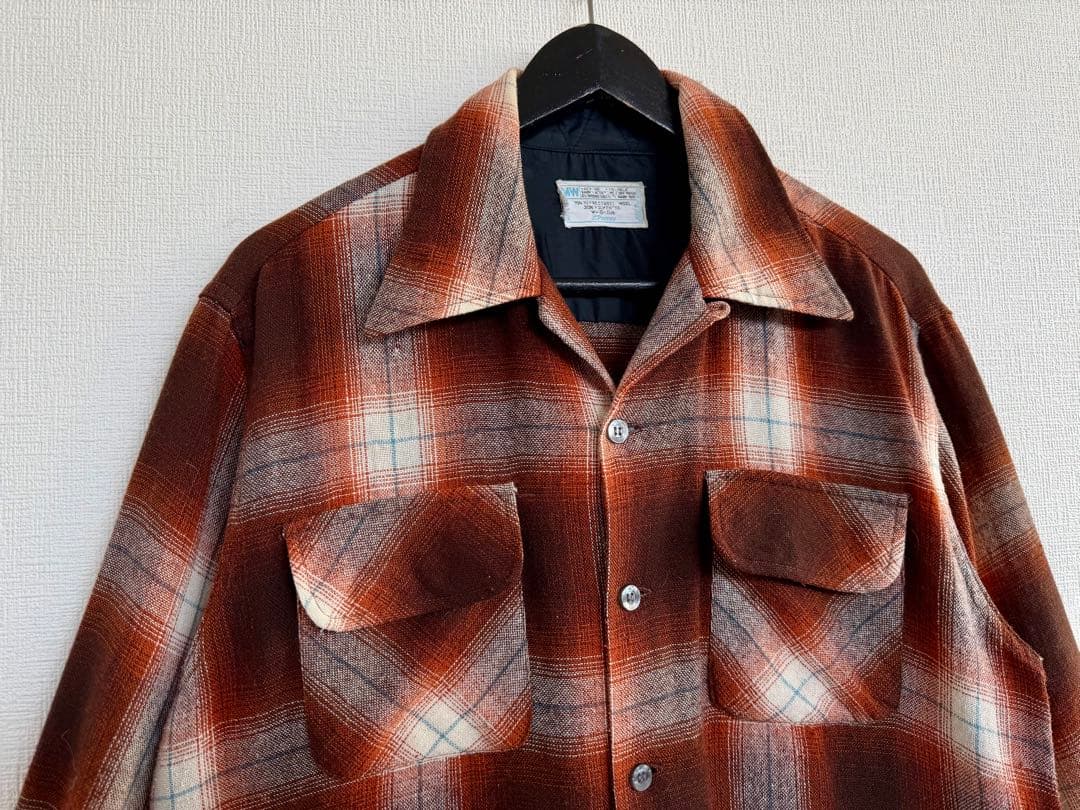 超スペシャル 60s モンゴメリーワード オンブレ ウール シャツ M ブラウン
