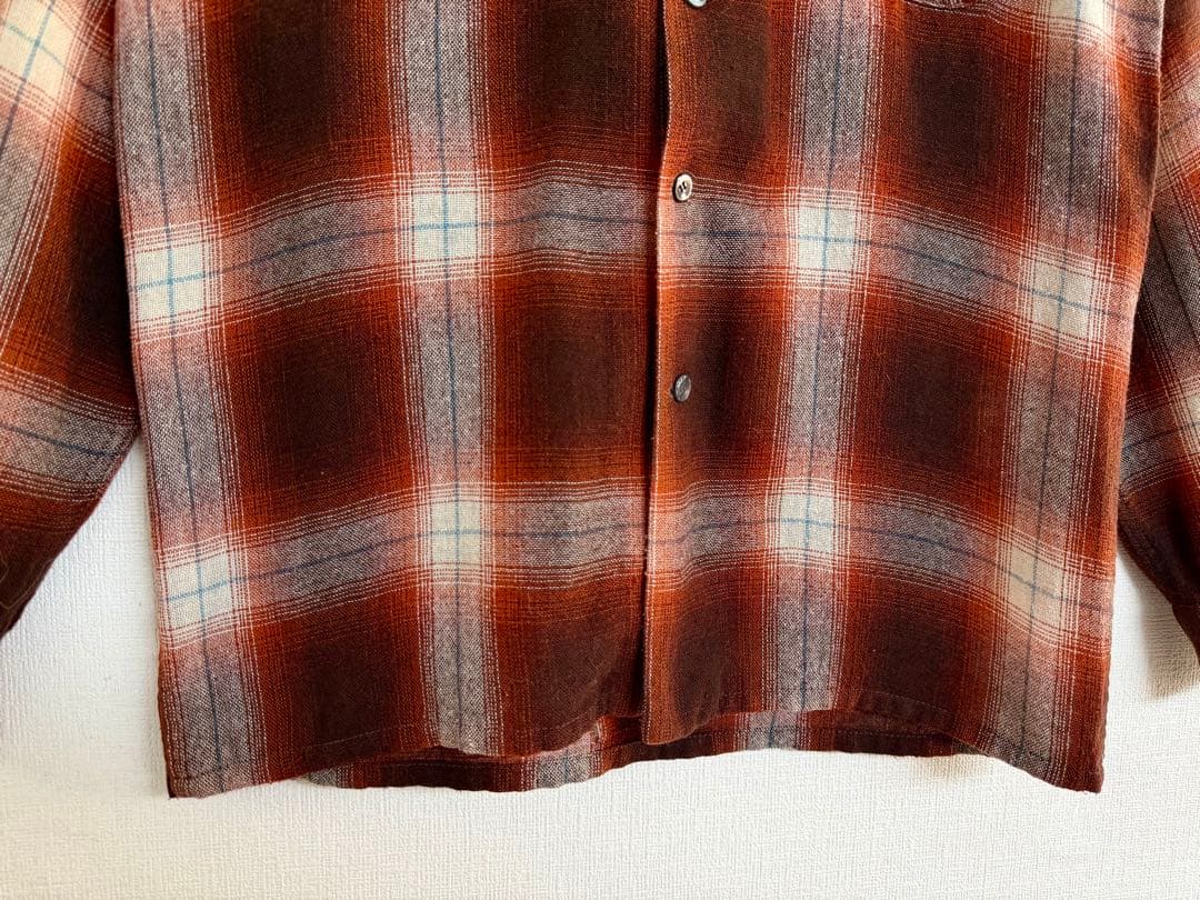 超スペシャル 60s モンゴメリーワード オンブレ ウール シャツ M ブラウン