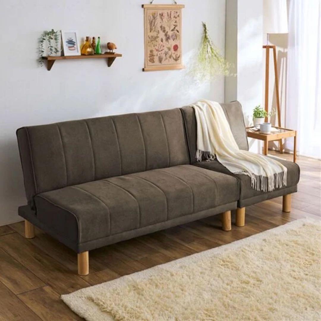 リクライニング　ソファベッド 幅180cm 3人掛けソファ　ローソファ