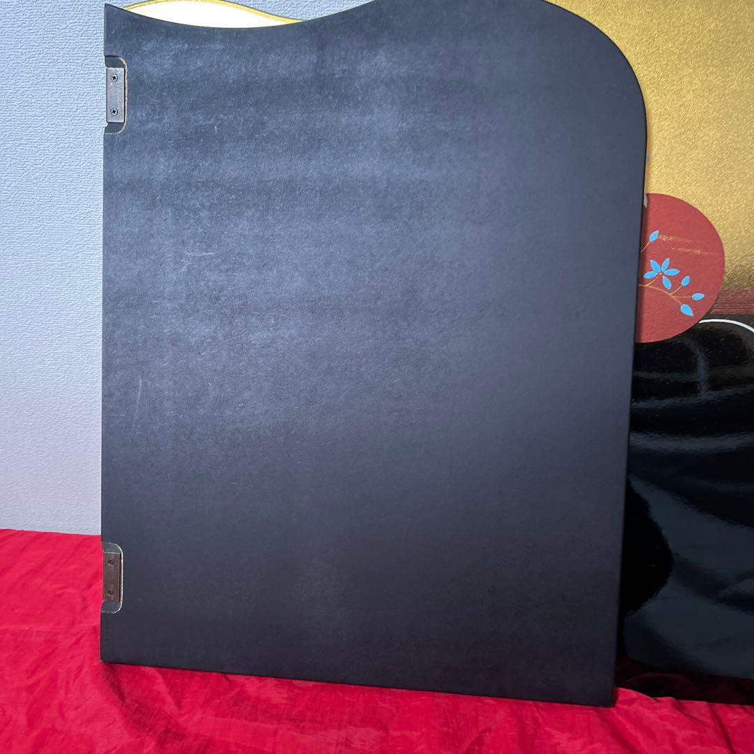 未使用　金彩　塗り　三曲 屏風　ひな祭り　インテリア 上品な屏風　15号　月の花