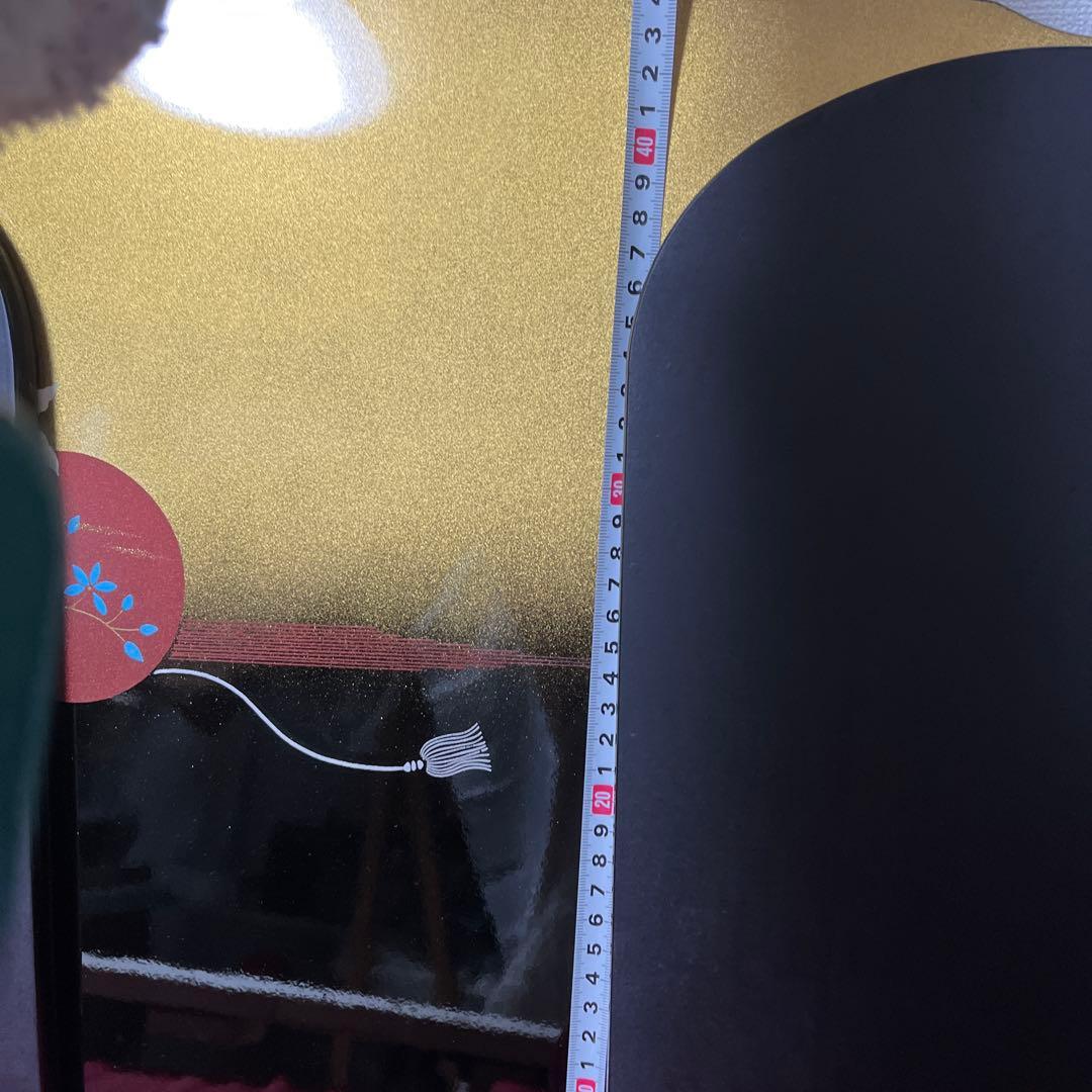 未使用　金彩　塗り　三曲 屏風　ひな祭り　インテリア 上品な屏風　15号　月の花