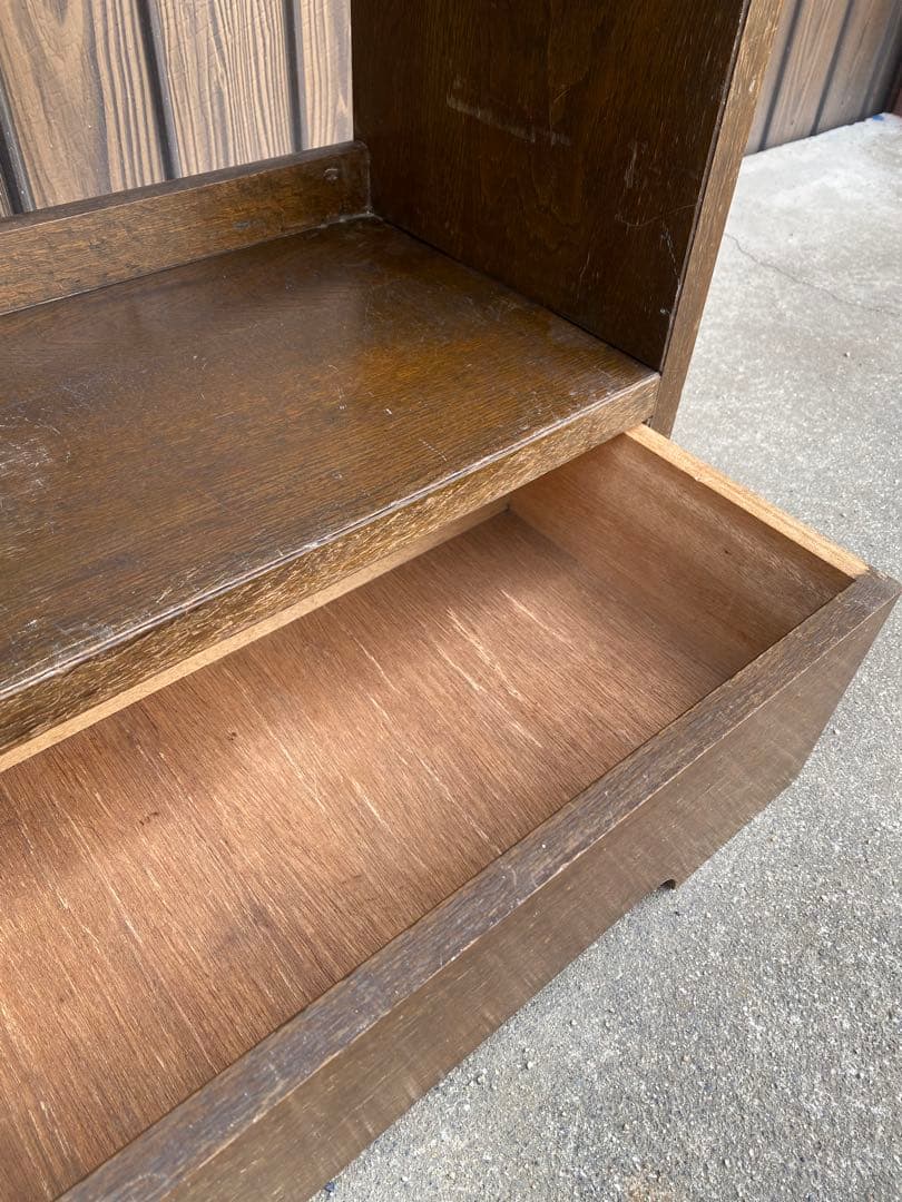 木製本棚　くさび棚　古家具　アンティーク　古道具　引き出し　シェルフ　棚　レトロ