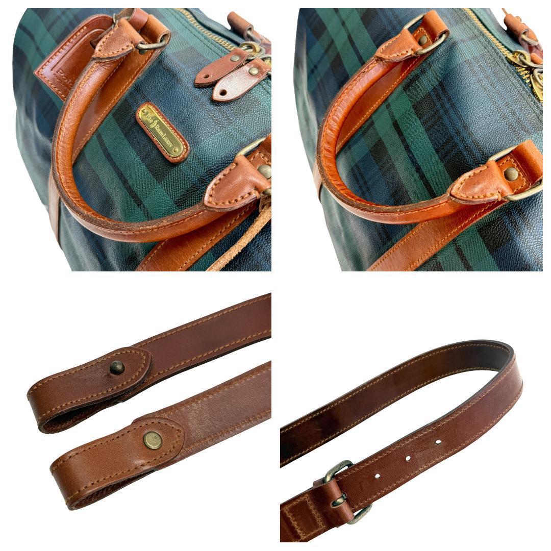 美品 ポロ ラルフローレン ボストンバッグ 2WAY グリーン チェック柄