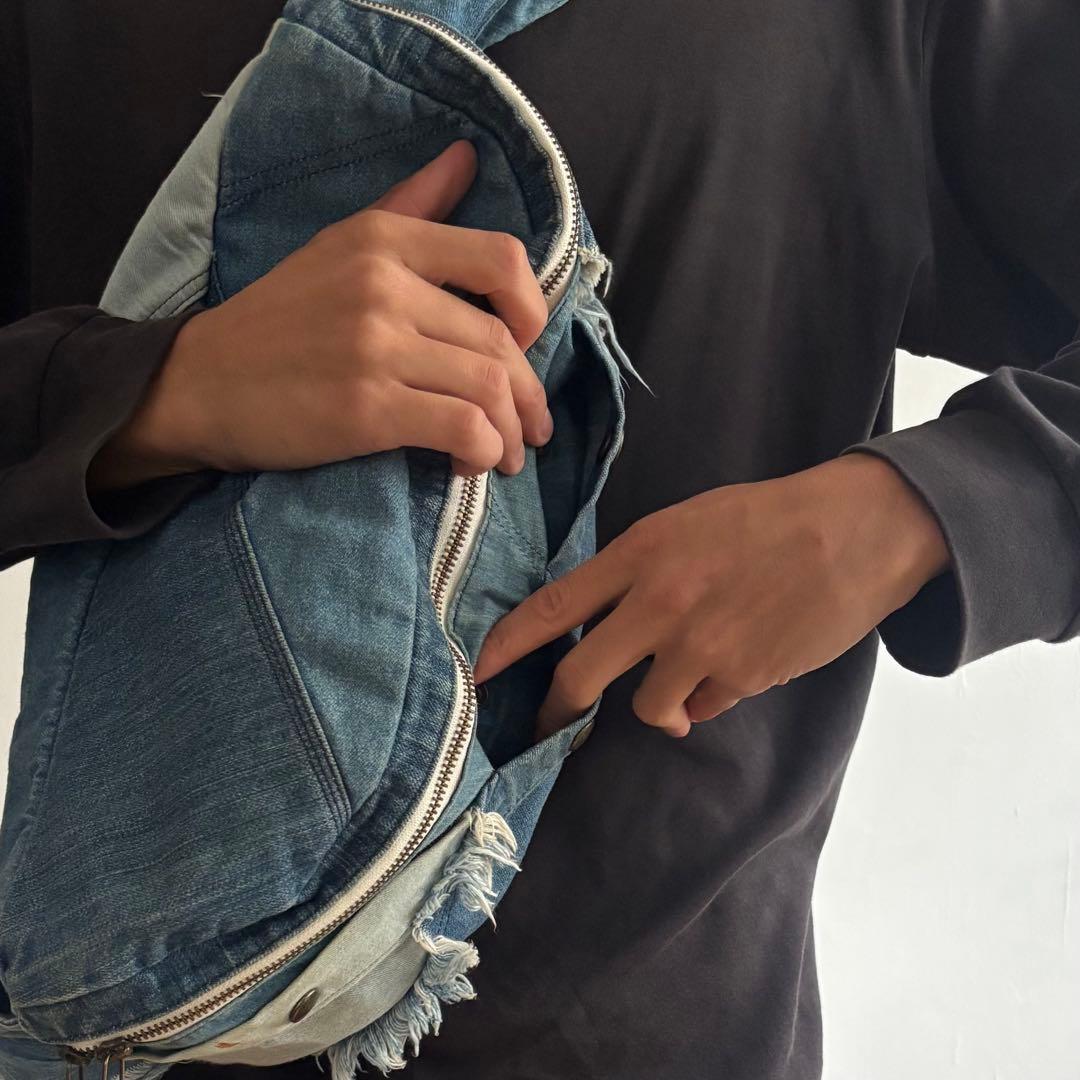 NOZOMI ISHIGURO 特大 デニム パッチワーク 加工 メッセンジャー